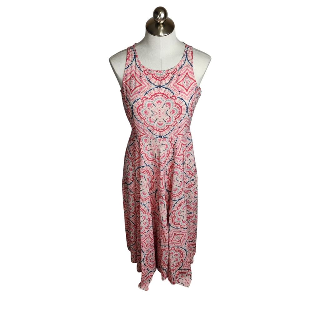 Sundance Sleeveless‎ Midi Dress Womens Size 8 Pink Blue Print Lightweight Rayon